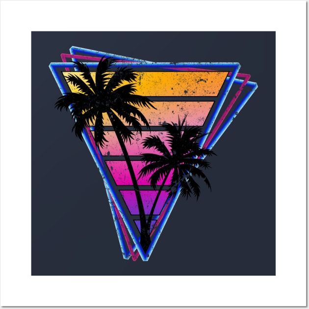 Distressed Triangle Synthwave Silhouette Design Wall Art by Brobocop